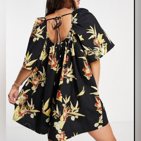 Free People Tops - Free People Jodie Printed Tunic Dress In Black Women's Size XL